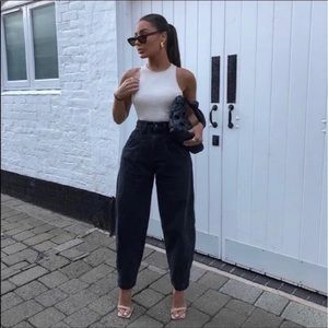 Zara high rise slouchy black jeans